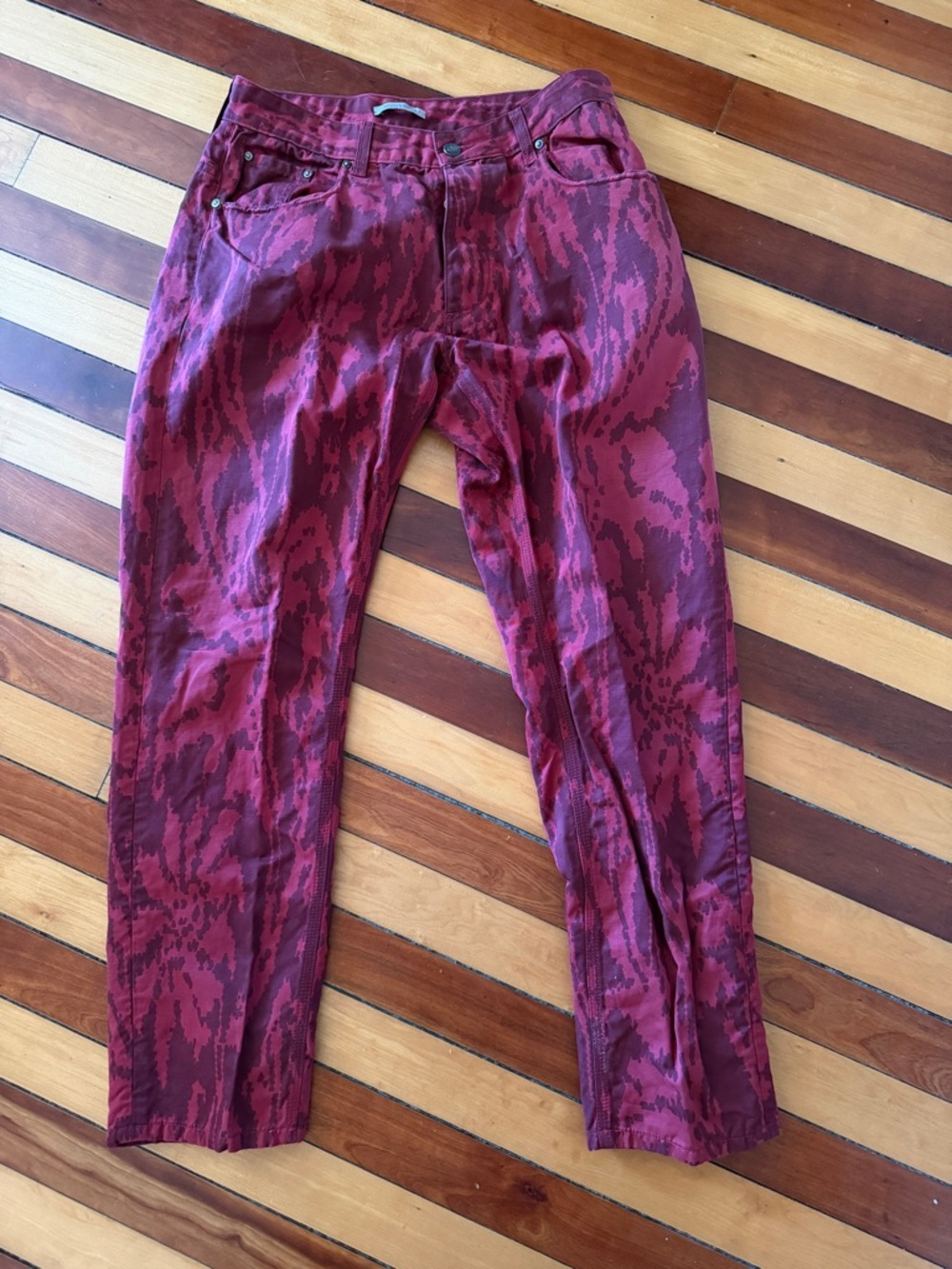 Bottega Veneta Cropped Trousers Pants Red Purple Burgundy Patterned